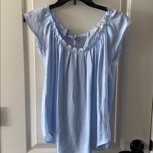 Lauren Conrad Pleat Neck Top XS blue *like new*